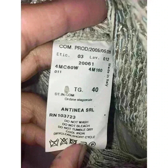 Armani Collezioni Womens Blazer Jacket Boucle Tweed Grey Blue Size 4 - Picture 8 of 11